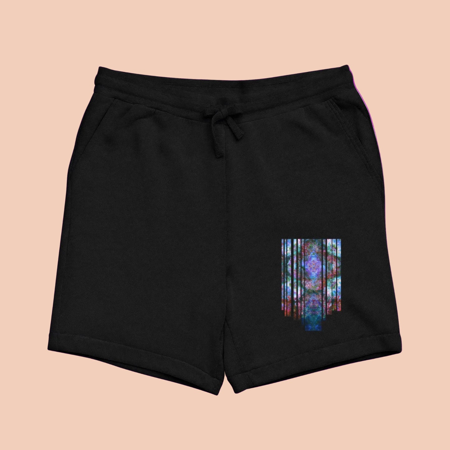 Elated Hippie Abstract Stained Glass Pocket Sweatshorts - Artistic Geometric Lounge Shorts
