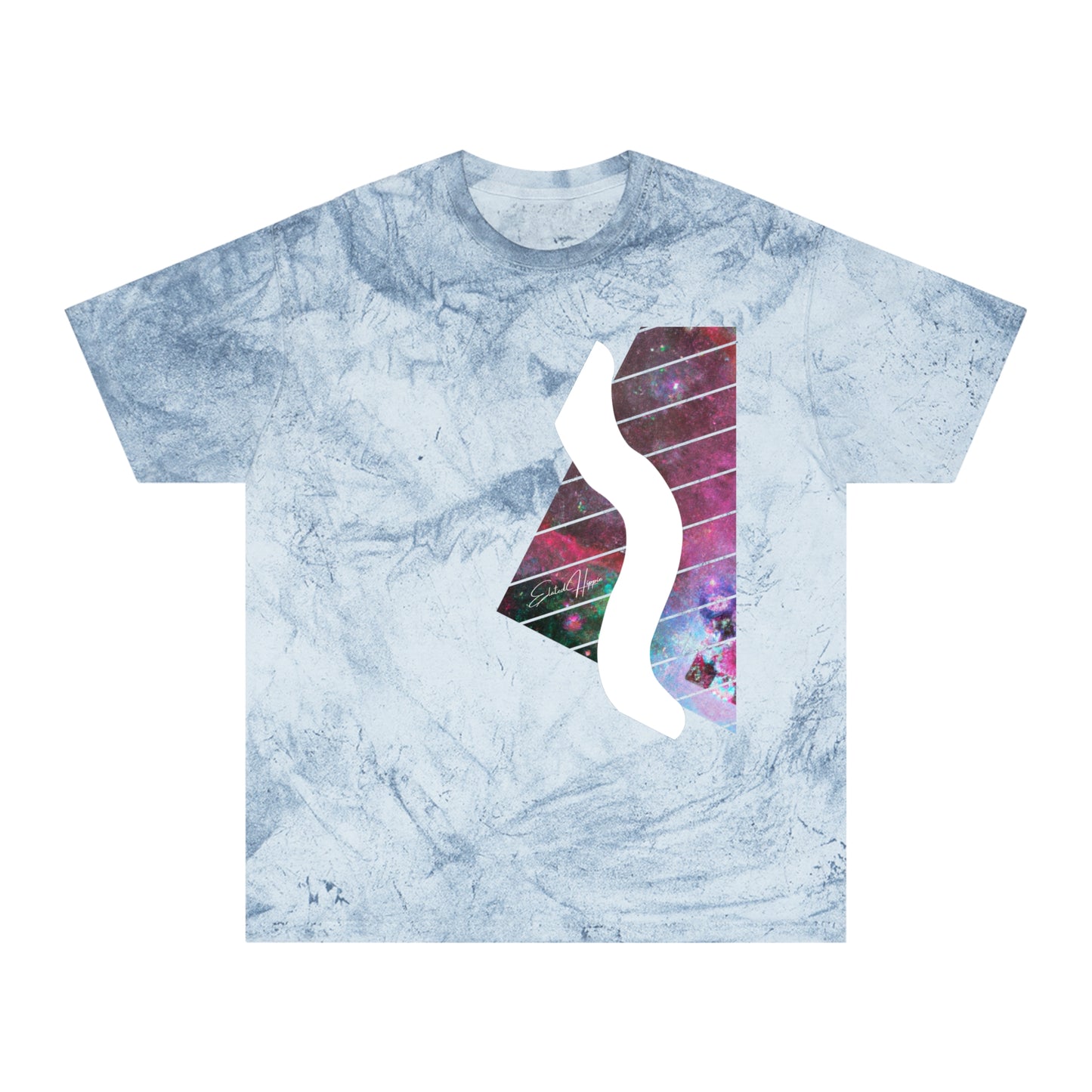 Elated Hippie Colorful Unisex 100% Cotton T-Shirt Swerve, Vibrant Graphic Tee for Art Lovers, Casual Summer Wear, Gift for Music and Art