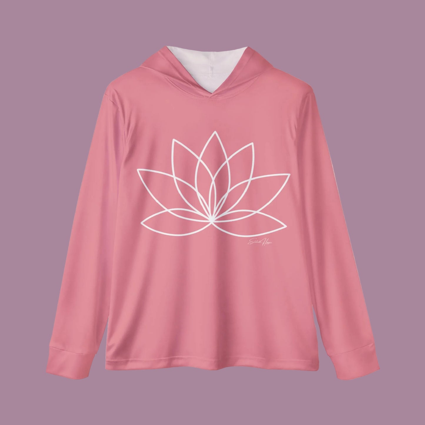 Elated Hippie Blush Pink Lotus Sports Warmup Hoodie, Athletic Hoodie, Fitness Wear, Yoga Apparel, Gift for Her, Active Lifestyle, Relaxed Fit
