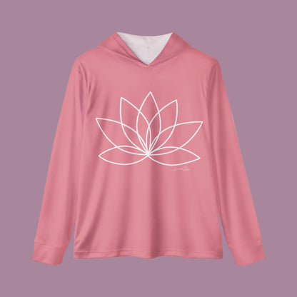 Elated Hippie Blush Pink Lotus Sports Warmup Hoodie, Athletic Hoodie, Fitness Wear, Yoga Apparel, Gift for Her, Active Lifestyle, Relaxed Fit