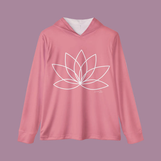 Elated Hippie Blush Pink Lotus Sports Warmup Hoodie, Athletic Hoodie, Fitness Wear, Yoga Apparel, Gift for Her, Active Lifestyle, Relaxed Fit