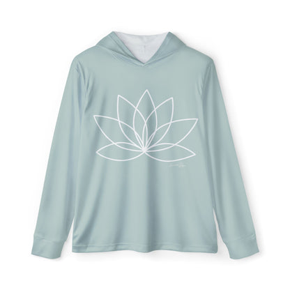 Elated Hippie Pale Sea Foam Lotus Sports Warmup Hoodie, Athletic Hoodie, Fitness Wear, Yoga Apparel, Gift for Her, Active Lifestyle, Relaxed Fit