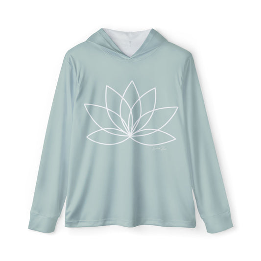 Elated Hippie Pale Sea Foam Lotus Sports Warmup Hoodie, Athletic Hoodie, Fitness Wear, Yoga Apparel, Gift for Her, Active Lifestyle, Relaxed Fit