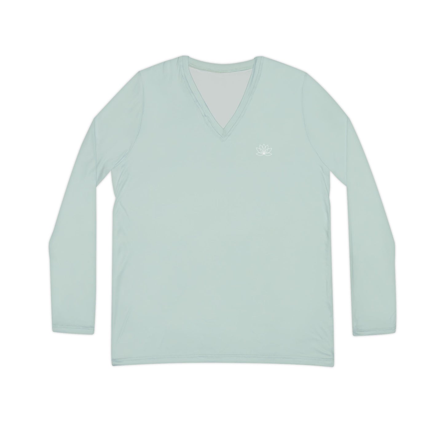 Elated Hippie Pale Sea Foam Stylish Women's Long Sleeve V-Neck Shirt, Fashionable Casual Top, Perfect for Spring, Summer, and Layering, Gift for Her, Comfy