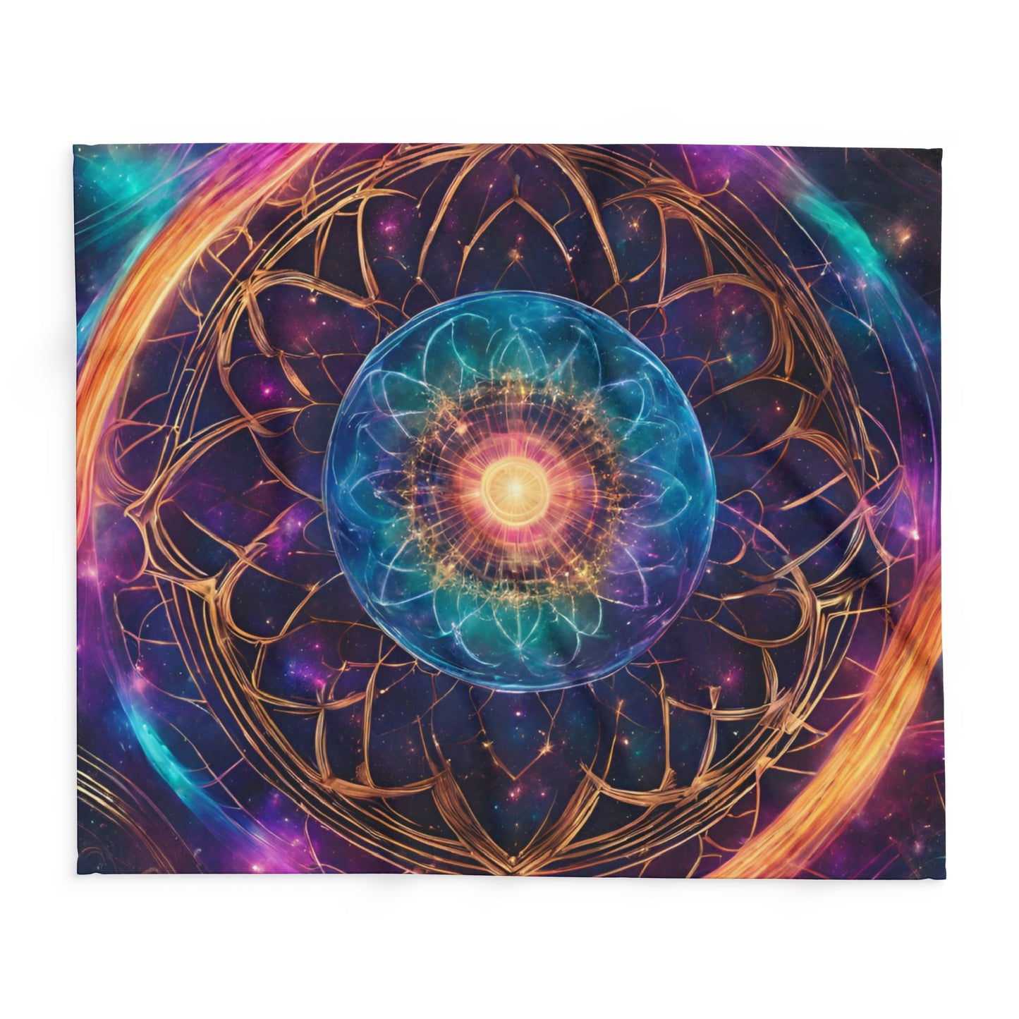 Elated Hippie "Rainbow Flower Mandala" Fleece Blanket