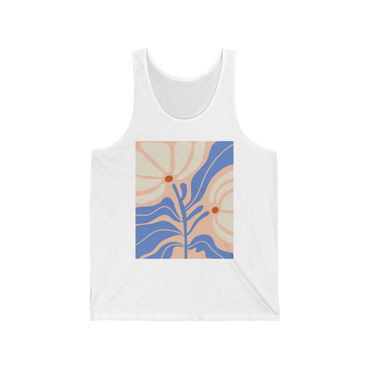 Elated Hippie Greek Vibes Jersey Tank - Modern Floral Design