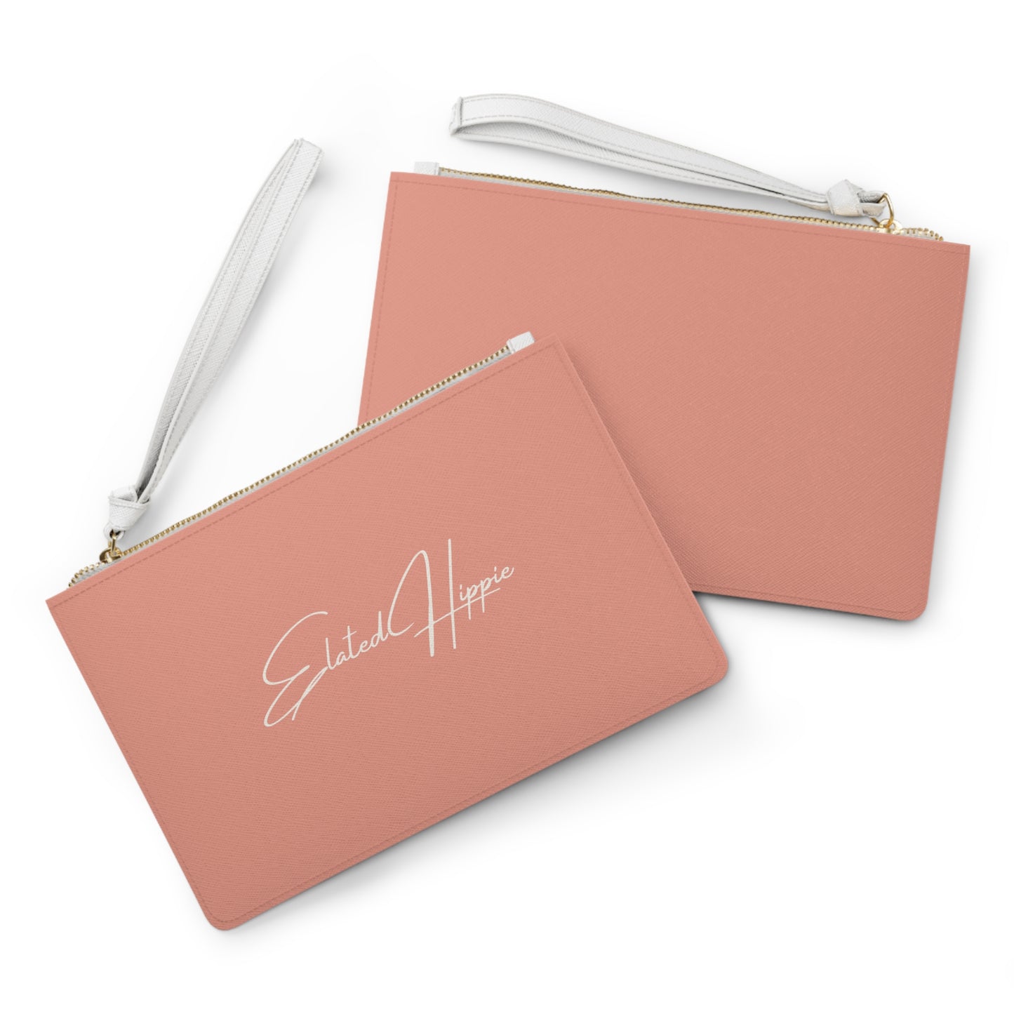 Elated Hippie Blush Script Clutch Bag — "Elevated Hippie" Wristlet Purse Blush Pink