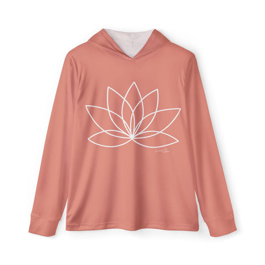 Elated Hippie Dusty Coral Lotus Blossom Women's Sports Warmup Hoodie, Athletic Hoodie, Fitness Wear, Yoga Apparel, Gift for Her, Active Lifestyle, Relaxed Fit