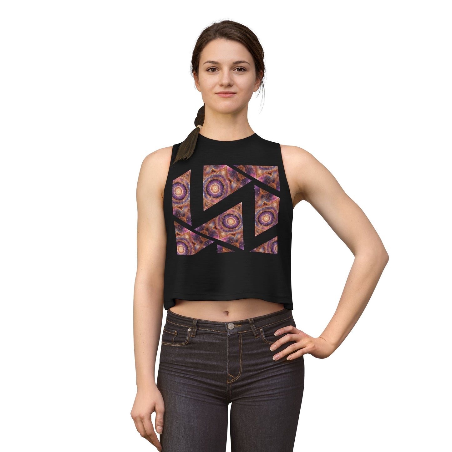 Women's Crop Top — Geometric Agate Pattern Crop Tank Top