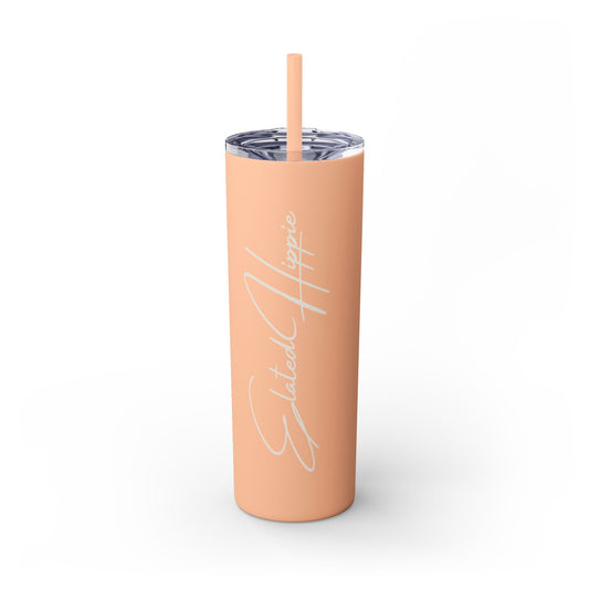 Elated Hippie 20oz Skinny Tumbler with Straw - Inspirational Drinkware for Eco-Conscious Lifestyle