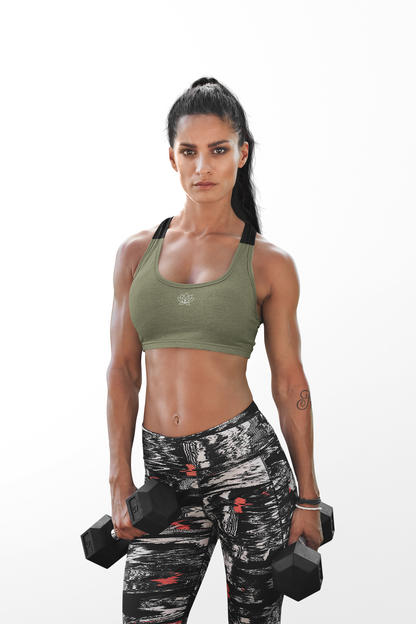 EmpowerFlex Lotus Yoga Sports Bra, Activewear for Workout, Fitness Gift for Her, Sports Top for Yoga, Mindfulness Apparel