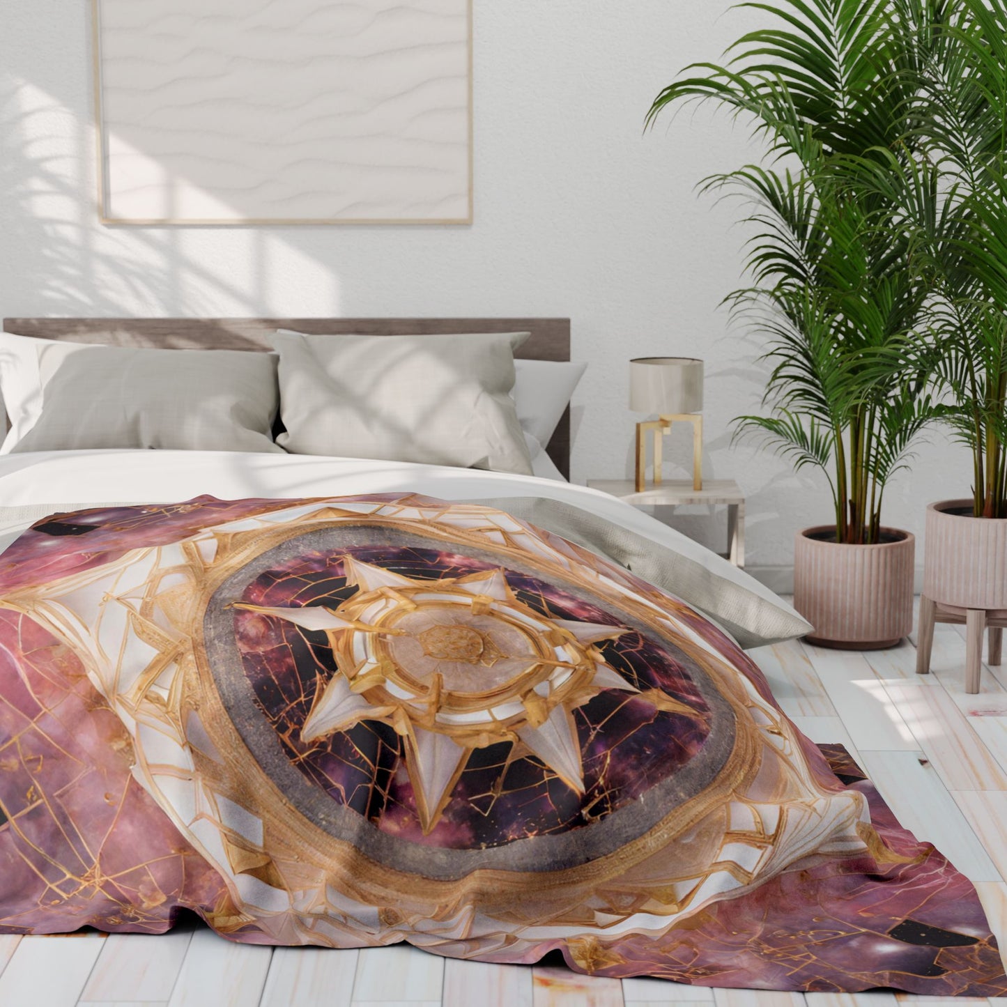 Elated Hippie Rose Quartz Space Compass Collection Fleece Blanket