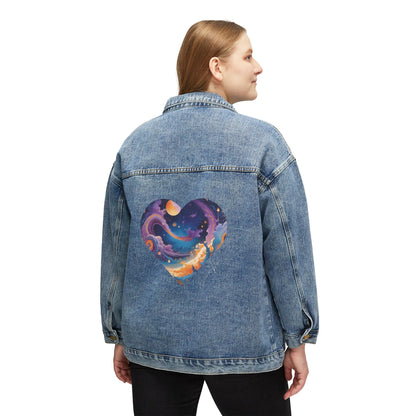 Elated Hippie Women’s Denim Jacket with Cosmic Heart Design