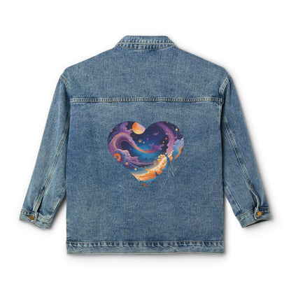 Elated Hippie Women’s Denim Jacket with Cosmic Heart Design