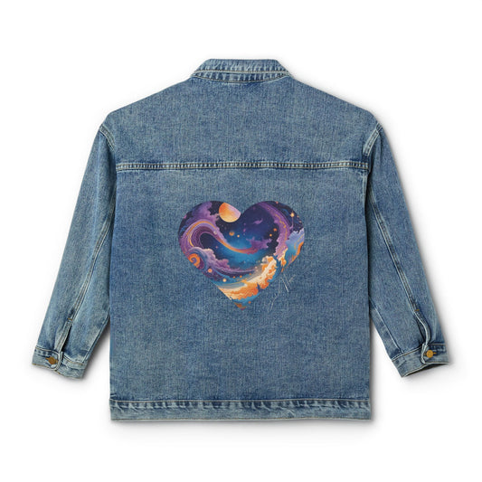 Elated Hippie Women’s Denim Jacket with Cosmic Heart Design