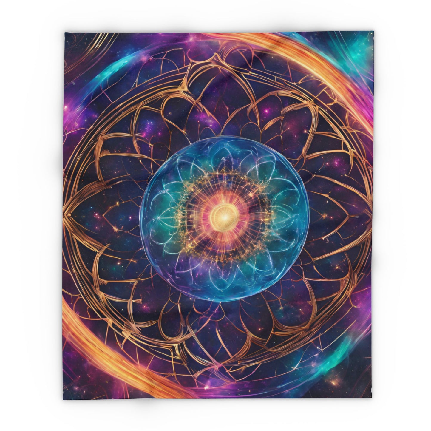 Elated Hippie "Rainbow Flower Mandala" Fleece Blanket