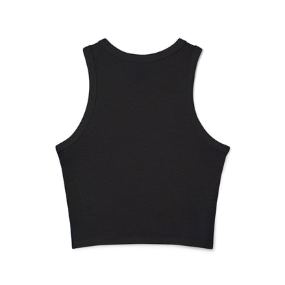 Playful Floral Smiley Racer Tank Top for Women - Perfect for Summer Vibes!