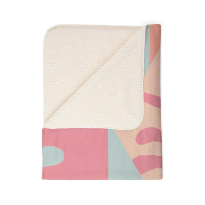 Elated Hippie Pastel Abstract Botanical Fleece Sherpa Blanket