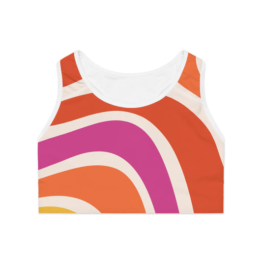 Vibrant Pink Marble Sports Bra - Stylish Activewear for Fitness Enthusiasts