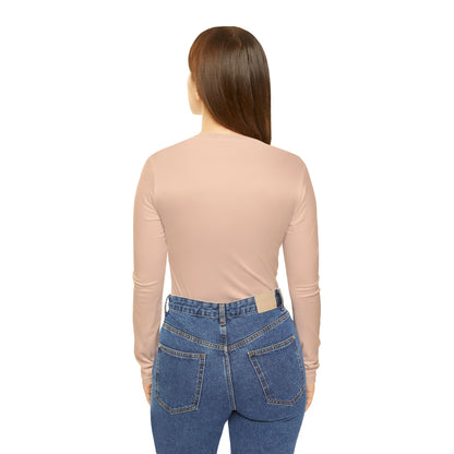 Elated Hippie - Light Peach Blush Pink Stylish Women's Long Sleeve V-Neck Shirt, Fashionable Casual Top, Perfect for Spring, Summer, and Layering, Gift for Her, Comfy