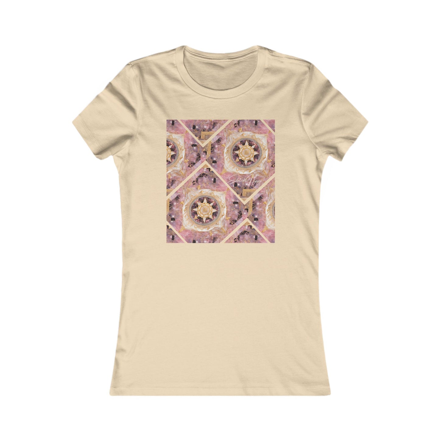 Elated Hippie Women's Tee — Pink Gold Mandala Graphic Shirt