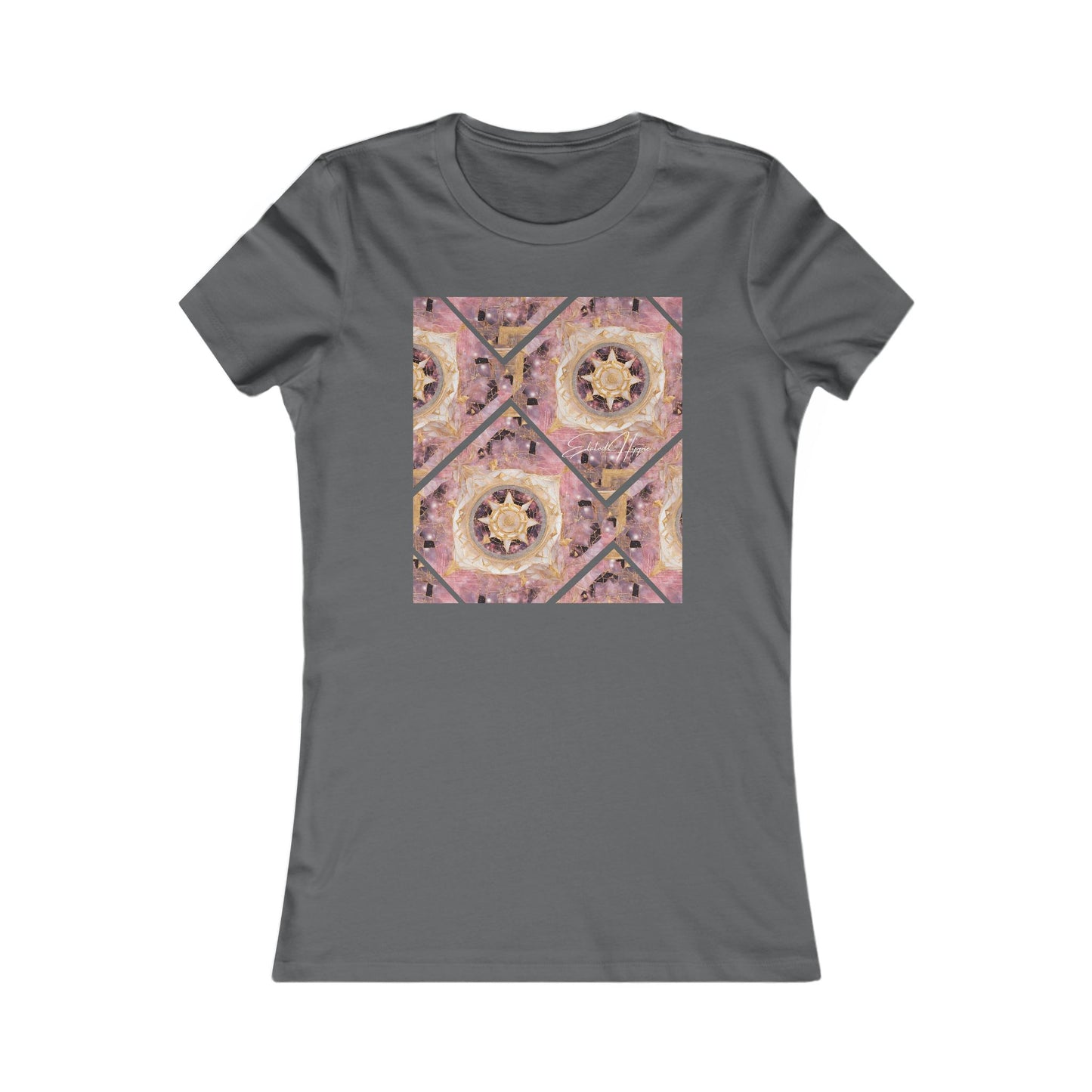 Elated Hippie Women's Tee — Pink Gold Mandala Graphic Shirt