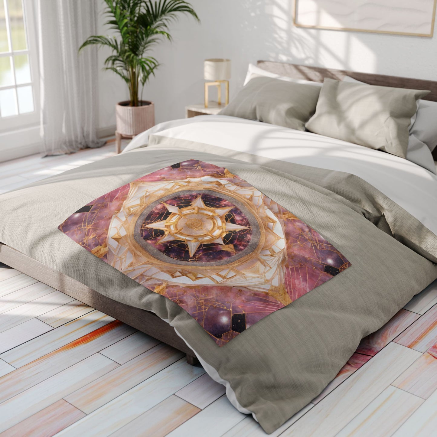 Elated Hippie Rose Quartz Space Compass Collection Fleece Blanket