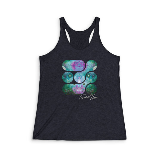 Elated Hippie Galactic Dream Women's Racerback Tank, Yoga Wear, Festival Top, Artistic Gym Tank, Graphic Workout Shirt