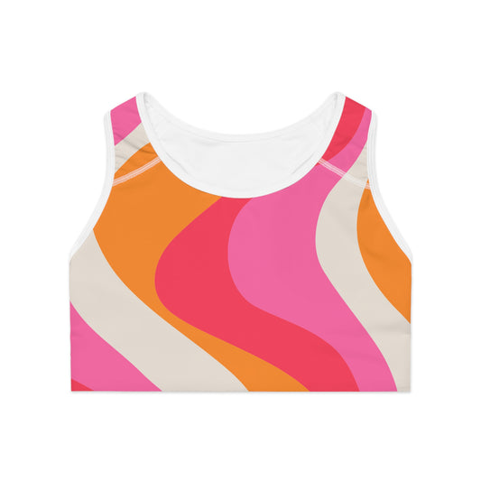 Elated Hippie Pink Marble Sports Bra - Stylish Activewear for Fitness Enthusiasts