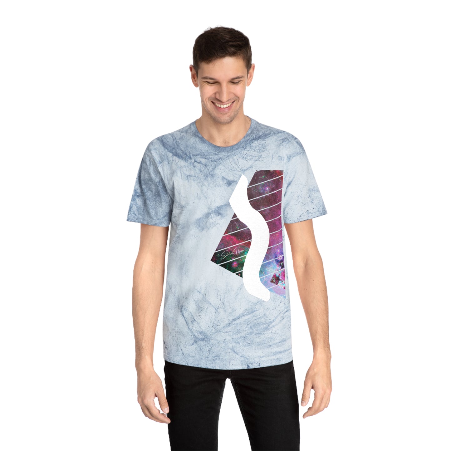 Elated Hippie Colorful Unisex 100% Cotton T-Shirt Swerve, Vibrant Graphic Tee for Art Lovers, Casual Summer Wear, Gift for Music and Art