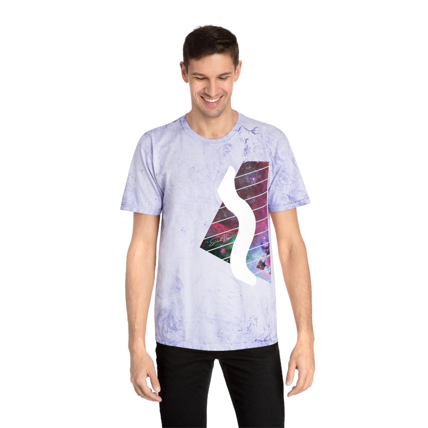 Elated Hippie Colorful Unisex 100% Cotton T-Shirt Swerve, Vibrant Graphic Tee for Art Lovers, Casual Summer Wear, Gift for Music and Art