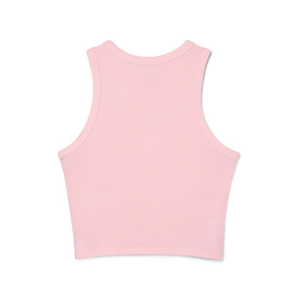 Playful Floral Smiley Racer Tank Top for Women - Perfect for Summer Vibes!