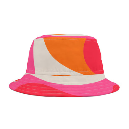 Elated Hippie Colorful Retro Bucket Hat - Vibrant Pink and Orange Design