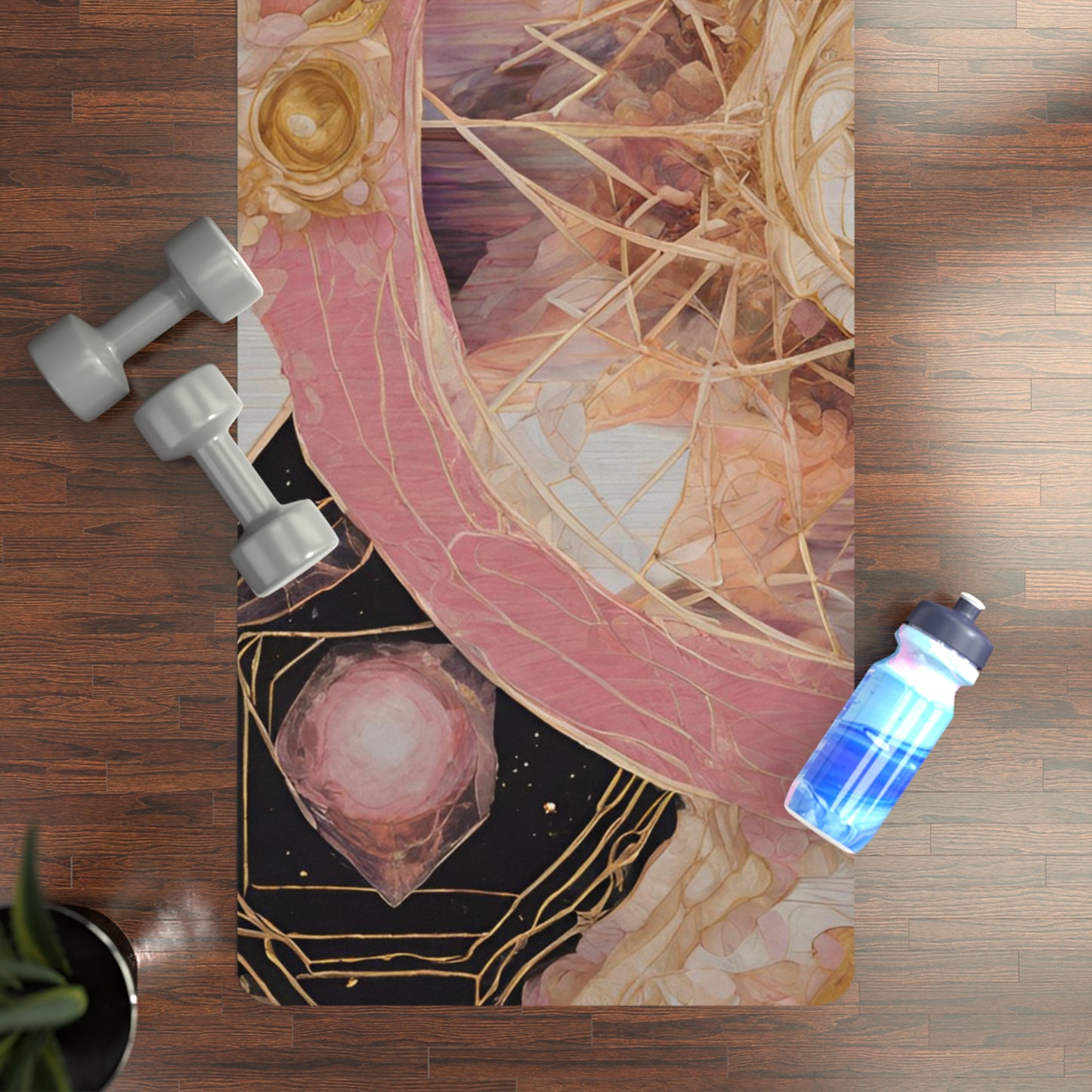 Elated Hippie: Rose Quartz Black Cube Yoga Mat