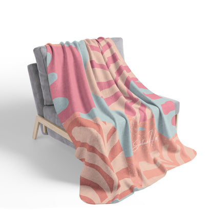 Elated Hippie Pastel Abstract Botanical Fleece Sherpa Blanket