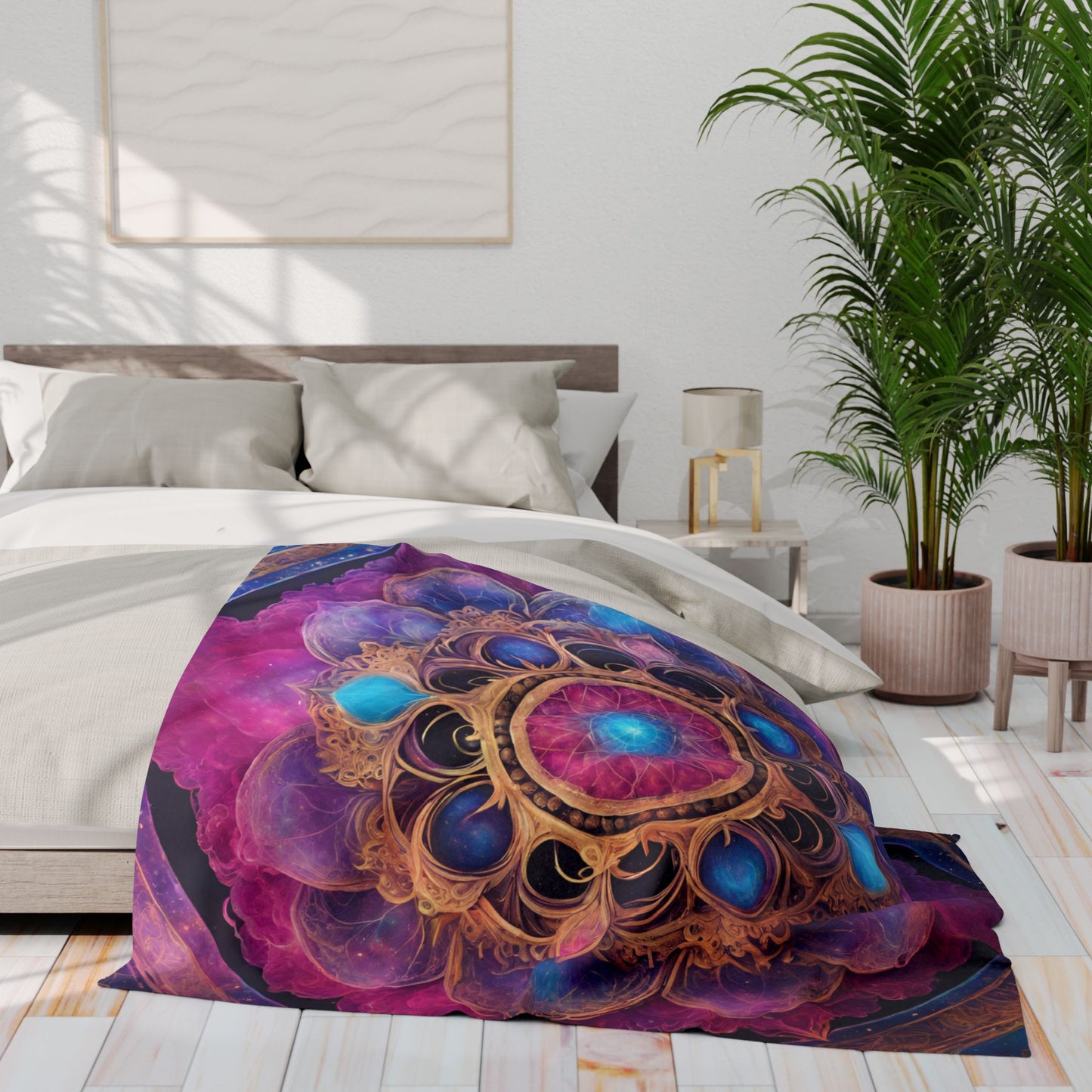 Elated Hippie Nebula Mandala" Fleece Blanket