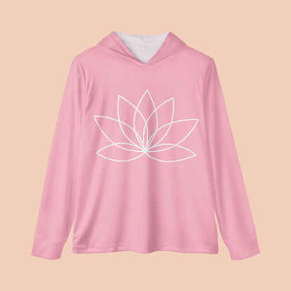 Elated Hippie Pink Marshmallow Lotus Sports Warmup Hoodie, Athletic Hoodie, Fitness Wear, Yoga Apparel, Gift for Her, Active Lifestyle, Relaxed Fit