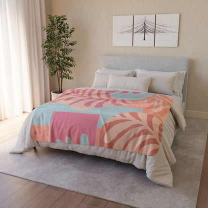 Elated Hippie Pastel Abstract Botanical Fleece Sherpa Blanket