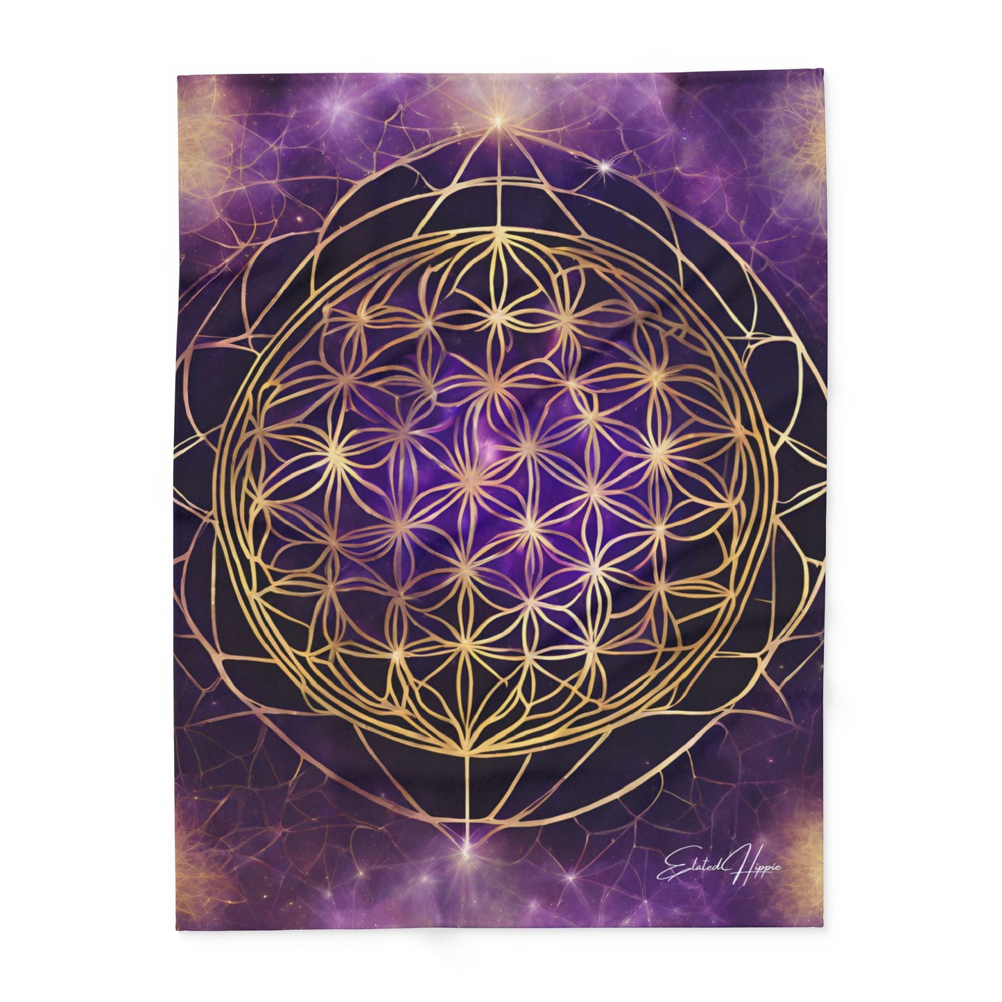 Elated Hippie "Cosmic Flower Mandala" Fleece Blanket