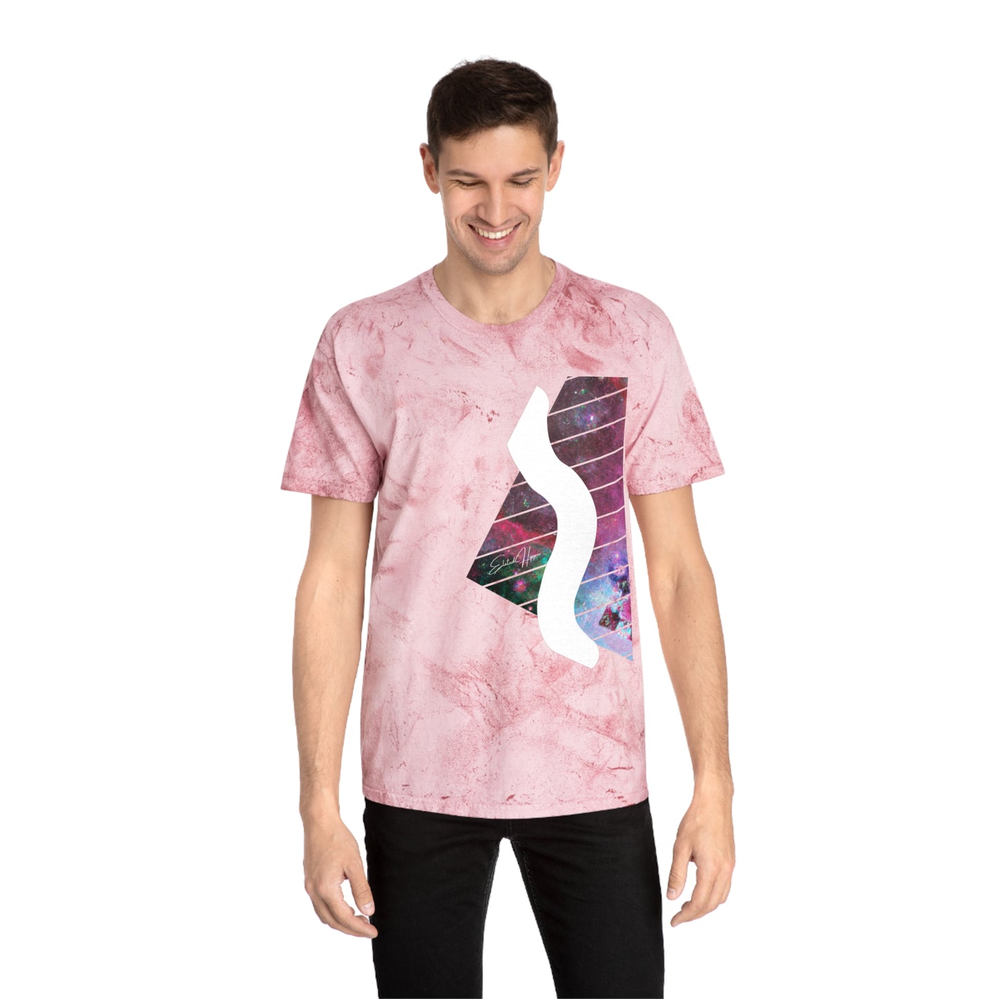 Elated Hippie Colorful Unisex 100% Cotton T-Shirt Swerve, Vibrant Graphic Tee for Art Lovers, Casual Summer Wear, Gift for Music and Art