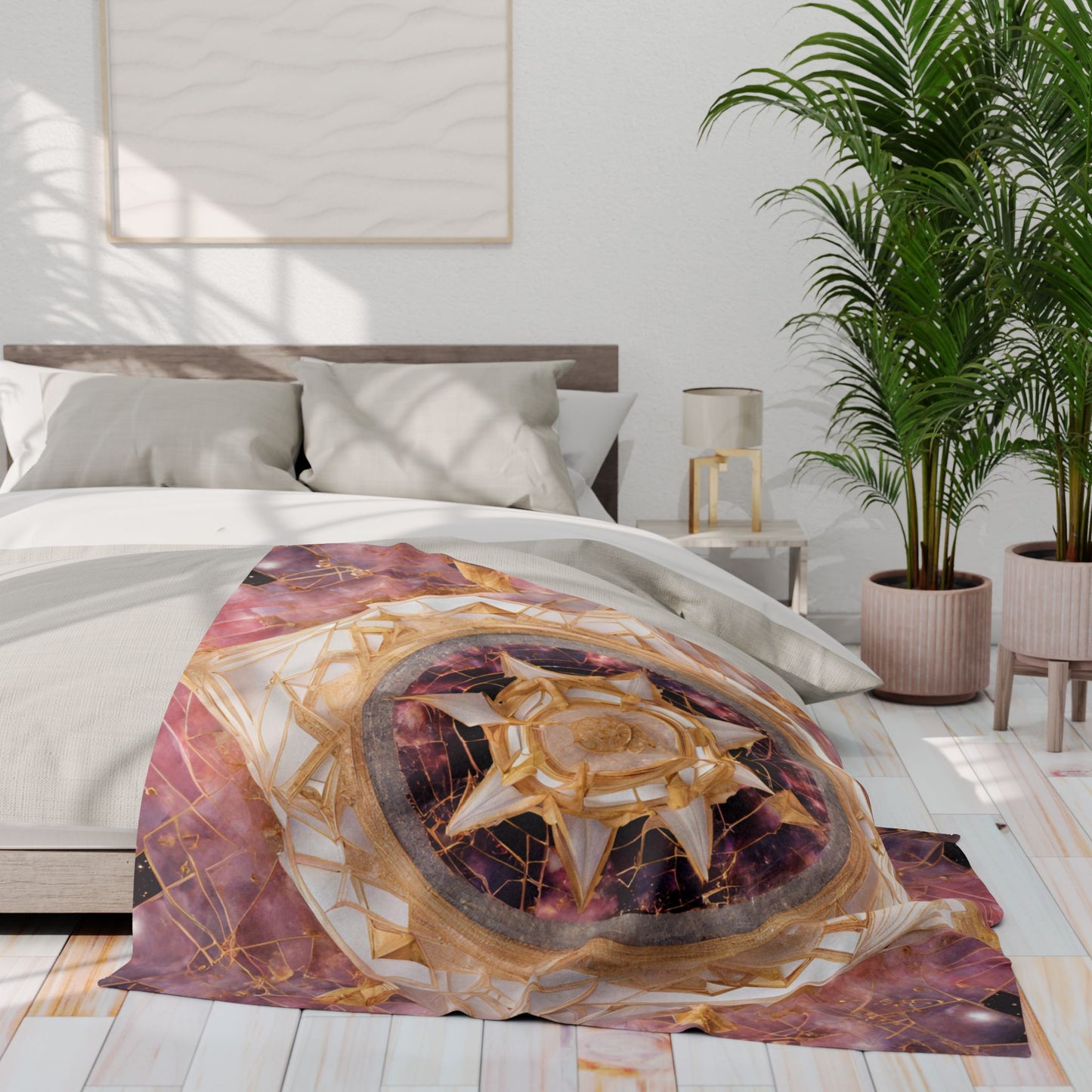 Elated Hippie Rose Quartz Space Compass Collection Fleece Blanket