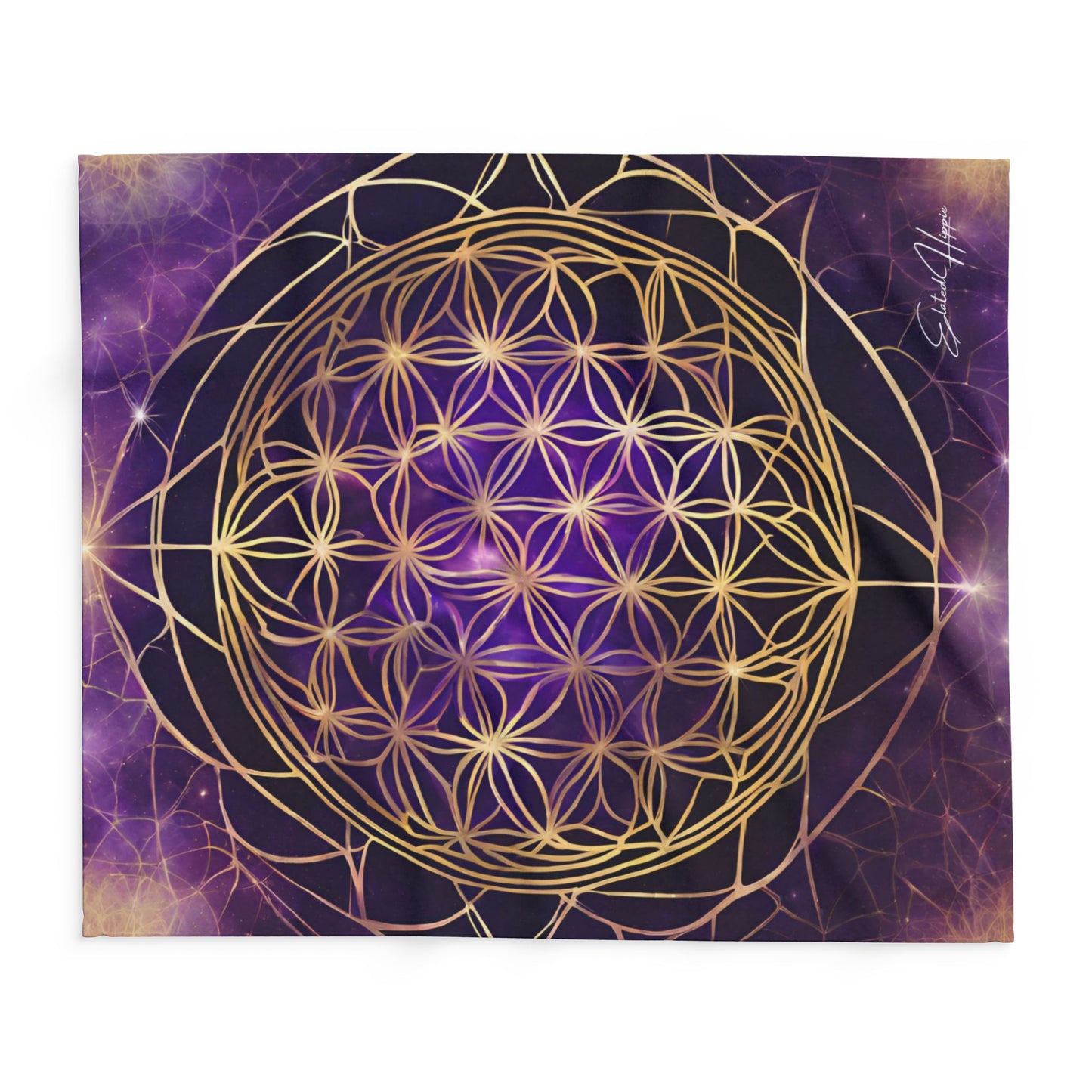 Elated Hippie "Cosmic Flower Mandala" Fleece Blanket