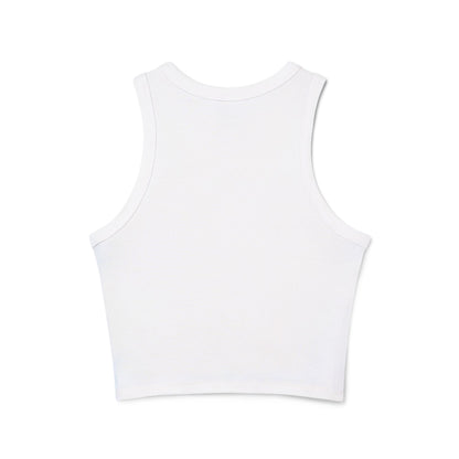 Playful Floral Smiley Racer Tank Top for Women - Perfect for Summer Vibes!