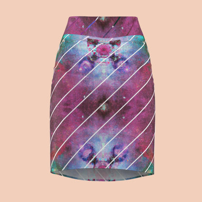 Skirt with a colorful galaxy design on a white background