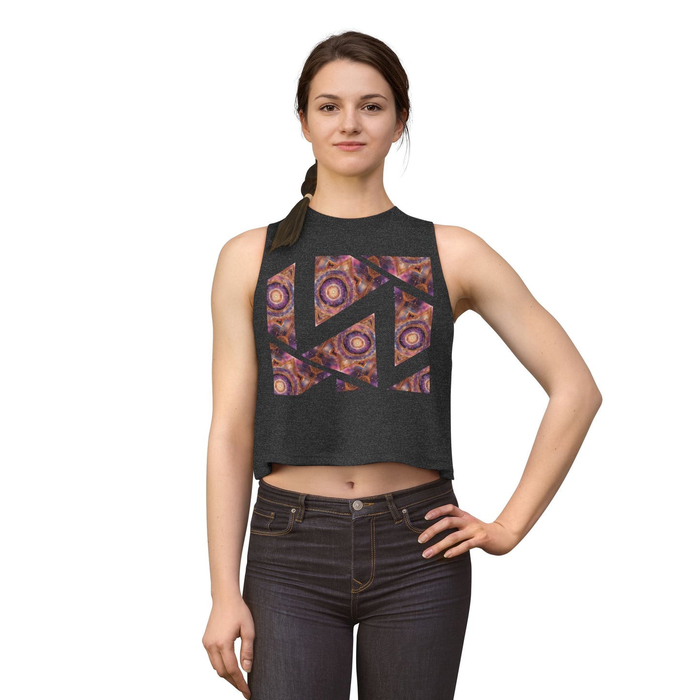 Women's Crop Top — Geometric Agate Pattern Crop Tank Top