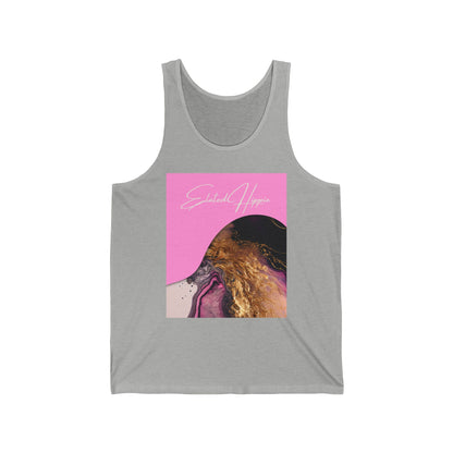 Elated Hippie Retro Pink and Gold Swirl Jersey Tank Top, Pet Lover Gift, Summer Wardrobe Essential, Casual Wear, Funny Animal Tank