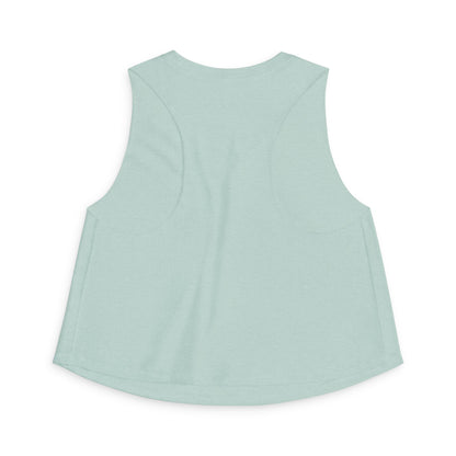 Elated Hippie Checkerboard Flower Crop Top — Retro Pastel Floral Graphic Tank for Women