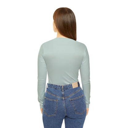 Elated Hippie Pale Sea Foam Stylish Women's Long Sleeve V-Neck Shirt, Fashionable Casual Top, Perfect for Spring, Summer, and Layering, Gift for Her, Comfy