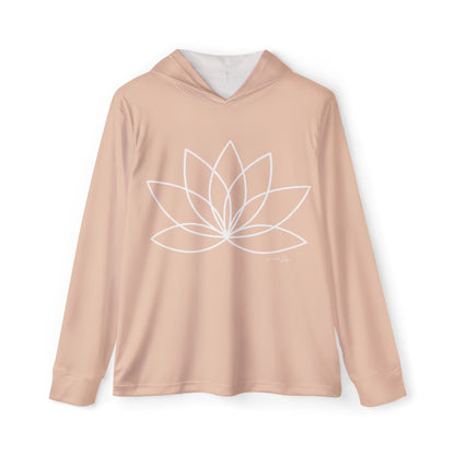 Elated Hippie Light Peach Lotus Sports Warmup Hoodie, Athletic Hoodie, Fitness Wear, Yoga Apparel, Gift for Her, Active Lifestyle, Relaxed Fit