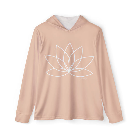 Elated Hippie Light Peach Lotus Sports Warmup Hoodie, Athletic Hoodie, Fitness Wear, Yoga Apparel, Gift for Her, Active Lifestyle, Relaxed Fit